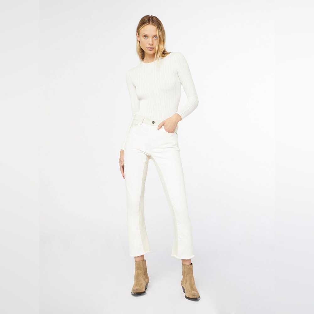 FRAME Le Crop Mini Boot LCMBSM009 Cropped Jeans White Cream Women’s Size 24 $265